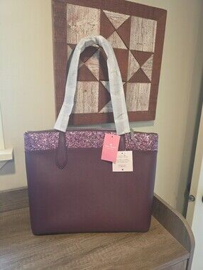 Kate Spade Berry Tote with Glitter Trim